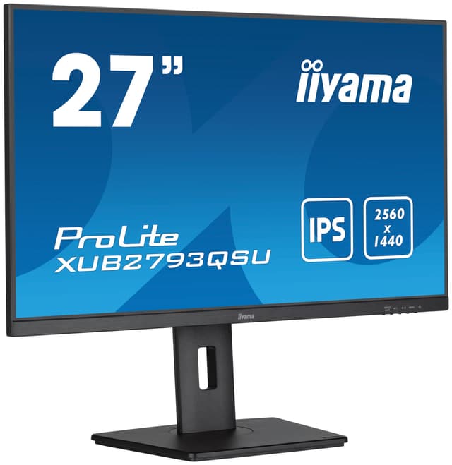 iiyama Prolite XUB2793QSU-B7 68,6cm 27" IPS LED-Monitor WQHD 100Hz HDMI DP USB3.2 Slim-Line Höhenverstellung Pivot Adaptive Sync schwarz mit Höhenverstellung 27 Zoll QHD