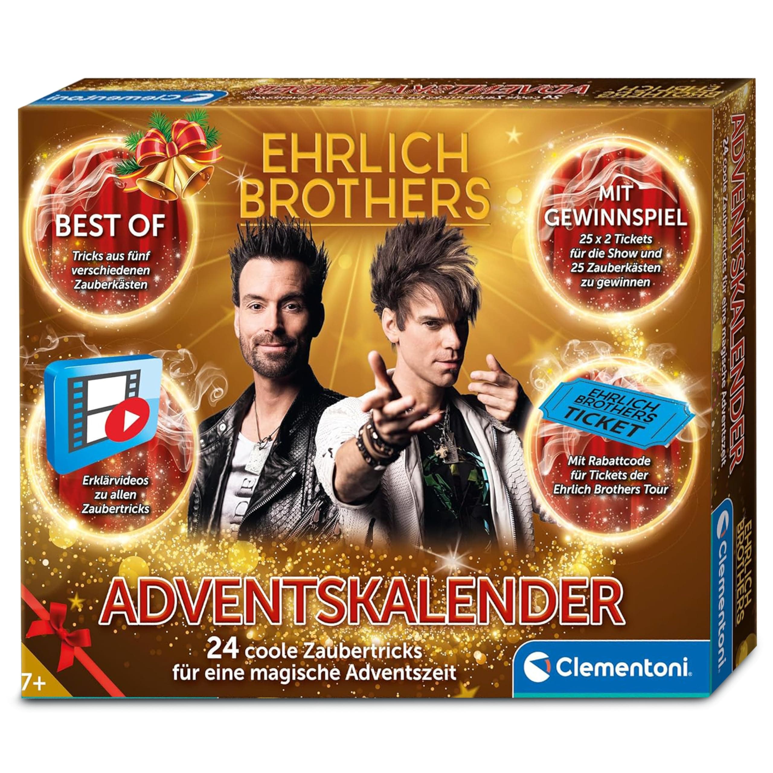 Ehrlich Brothers Adventskalender 2025 - Weihnachtskalender der Magie mit 24 Zaubertricks für Kinder ab 7 Jahren von Clementoni 59407