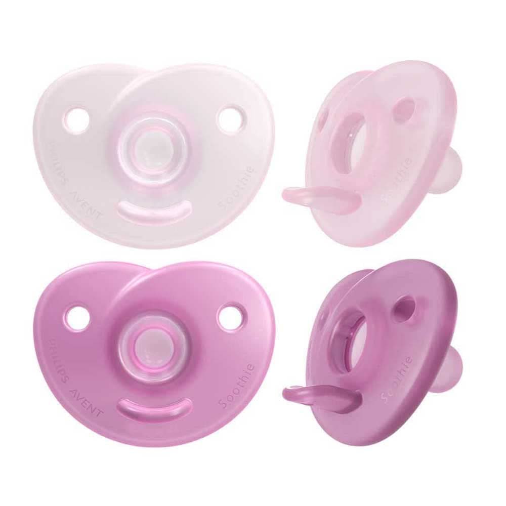 Philips AVENT Soothie – BPA-freier Schnuller für Babys von 0 bis 6 Monaten, rosa/hellrosa (Modell SCF099/22) Pink and Light pink