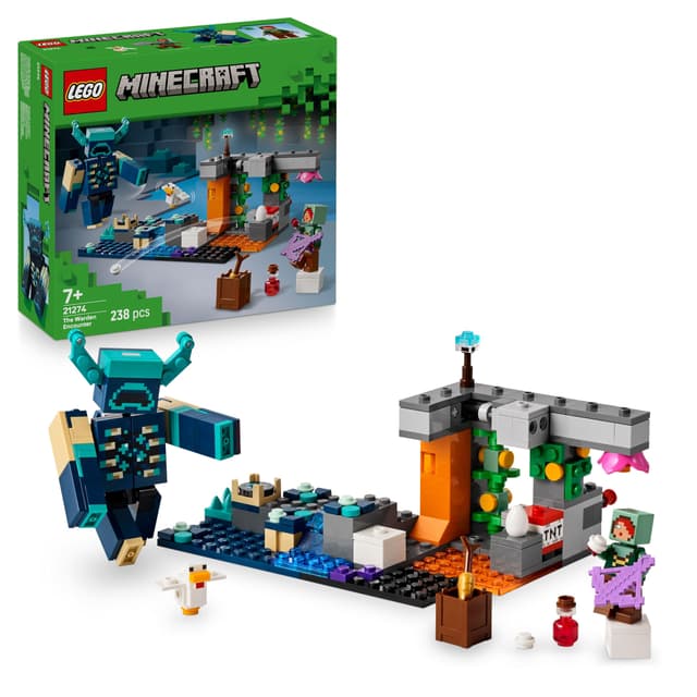 LEGO Minecraft Begegnung mit dem Wächter - Kinder Spielzeug mit Minifigur - Ranger, Huhn und baubarer Wächter - Interaktives Spielset - Gaming Geschenk für Jungen, Mädchen & Fans ab 7 Jahren - 21274
