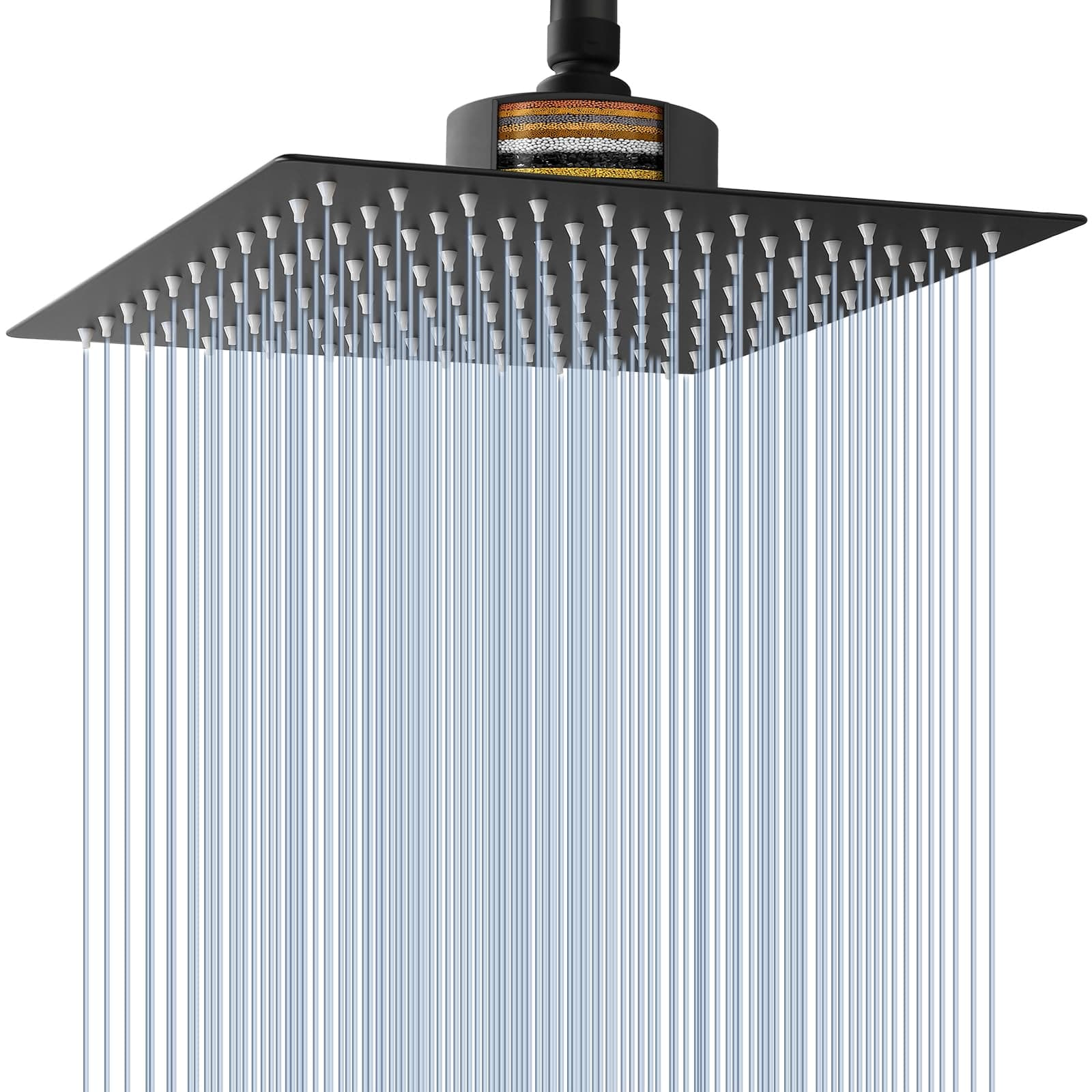 Voolan Regenduschkopf mit Filter, Großer Regenduschkopf mit Hohem Durchfluss aus Edelstahl, Wasserfall-Filterduschkopf für Hartes Wasser (30cm, Schwarz) 30cm Schwarz