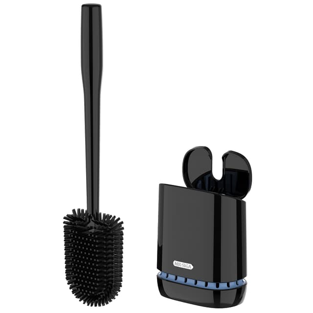 MR.SIGA Toilettenbürste WC Bürste und Halter, Klobürsten mit Wandmontage Behälter für Badezimmer, Schwarz