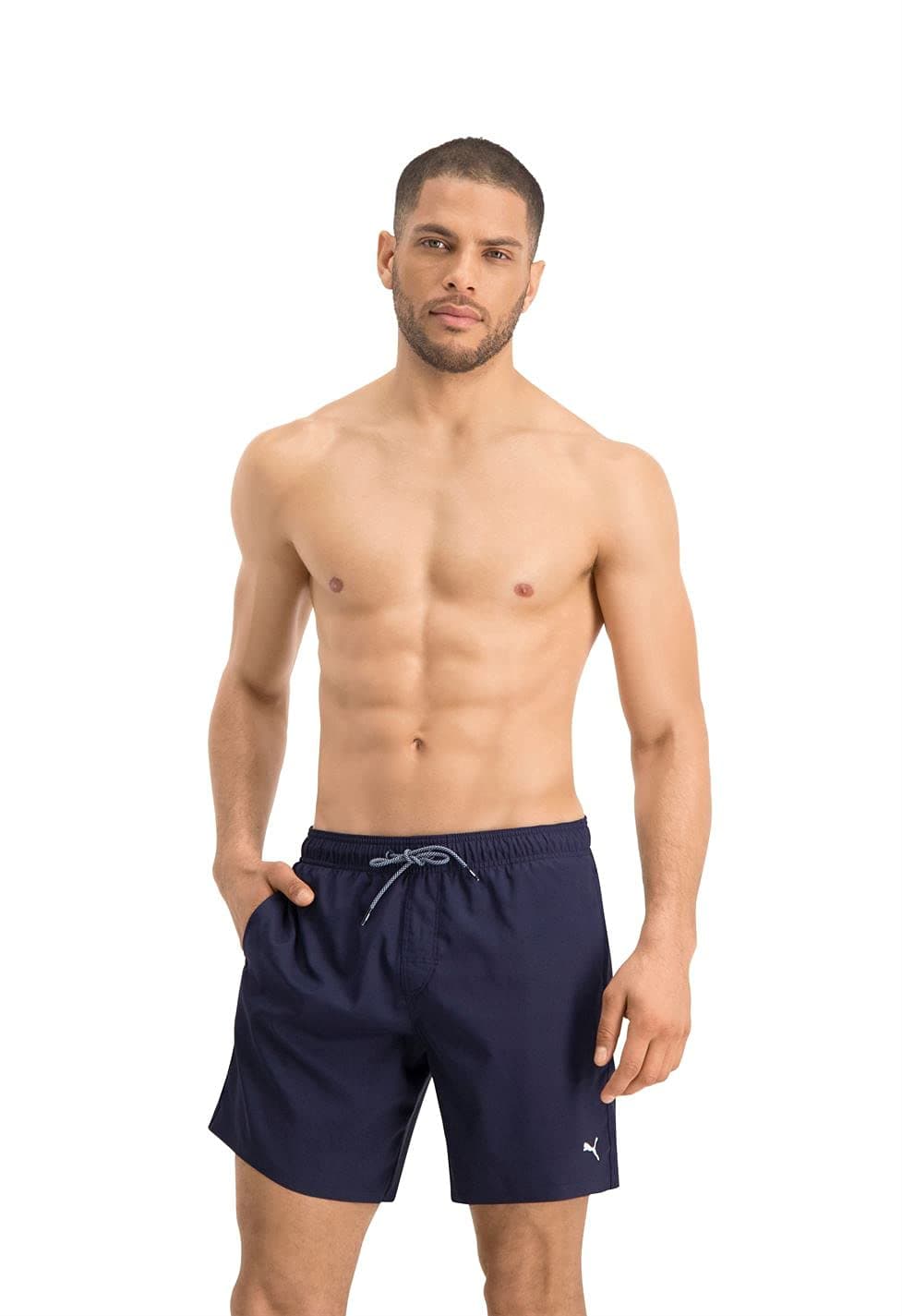 PUMA Herren Mittellange Badehose Â€“ Sichtbarer Kordelzug Shorts L Navy