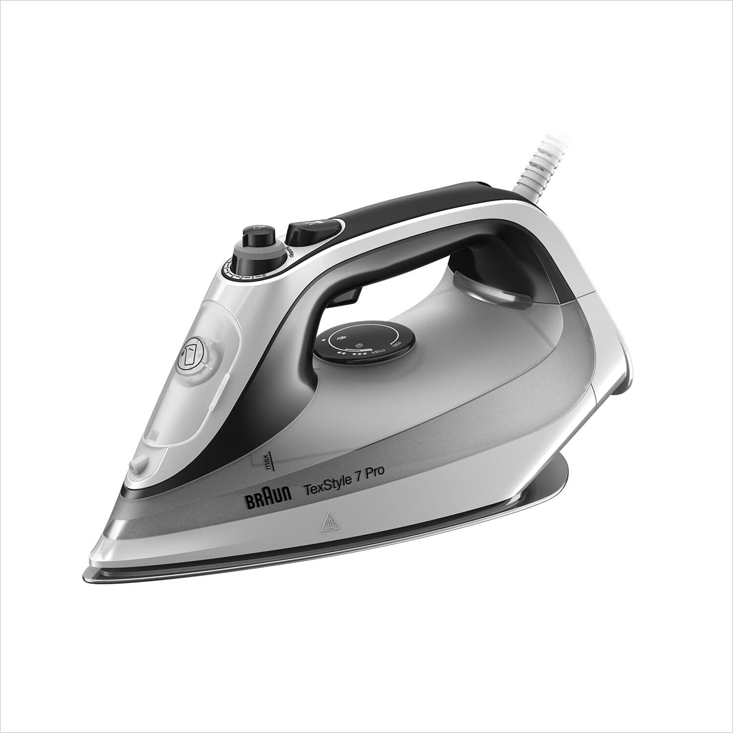 Braun TexStyle 7 Pro Dampfbügeleisen SI 7149 WB - Bügeleisen mit Freeglide 3D Bügelsohle, Vertikaldampf, 2900 Watt, Weiß/Schwarz Weiß, Schwarz
