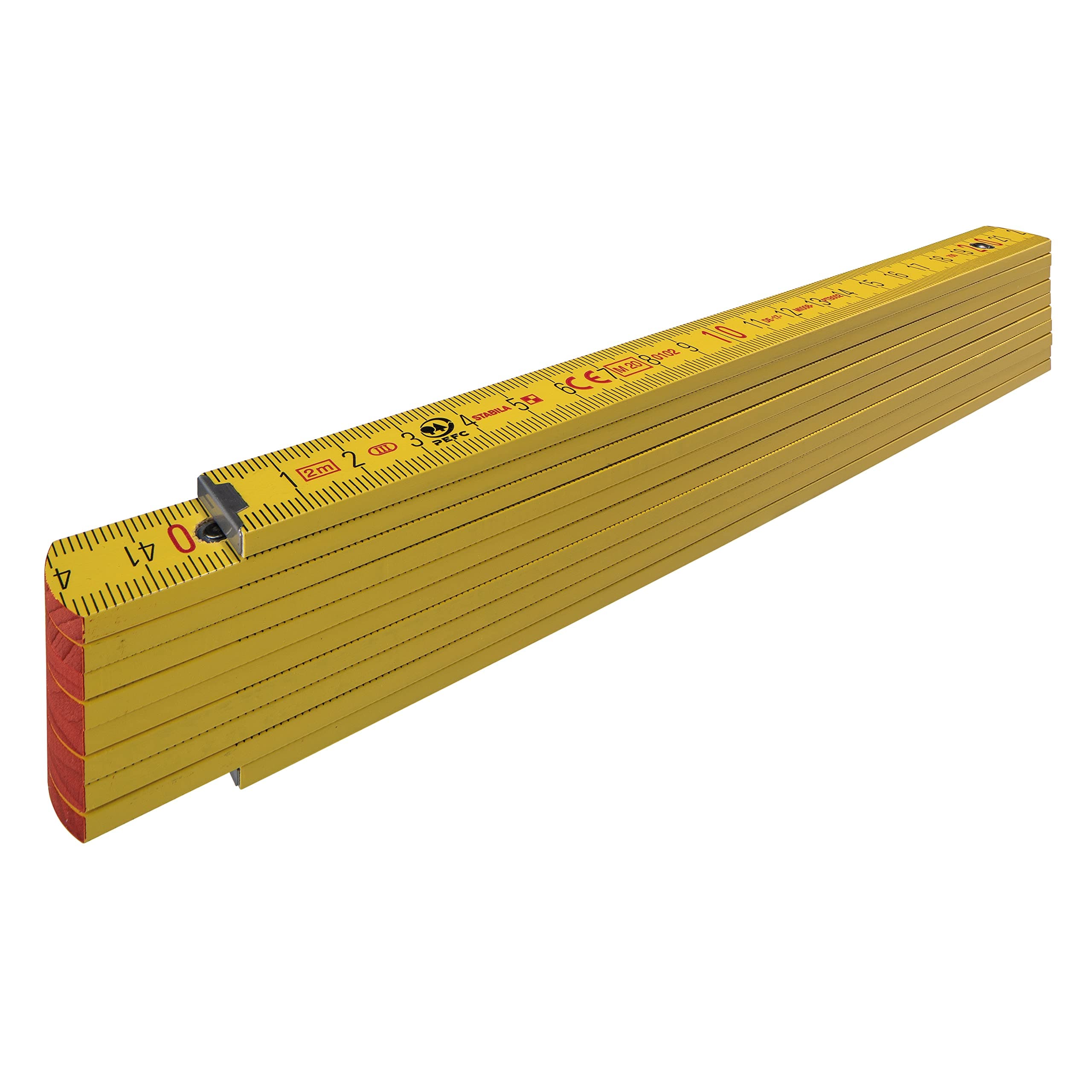 Stabila Holz-Gliedermaßstab Type 707, 2 m, gelb, metrische Skala, 01304 Type 707 (Gelb)