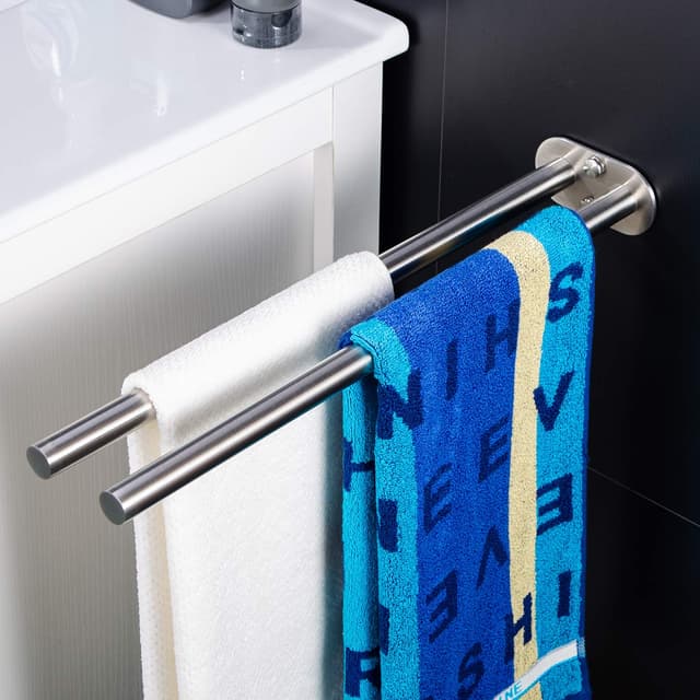 ZUNTO Handtuchhalter Zweiarmig Handtuchstange Bad Wandmontage Doppelt Edelstahl Gebürstet 40cm Silber