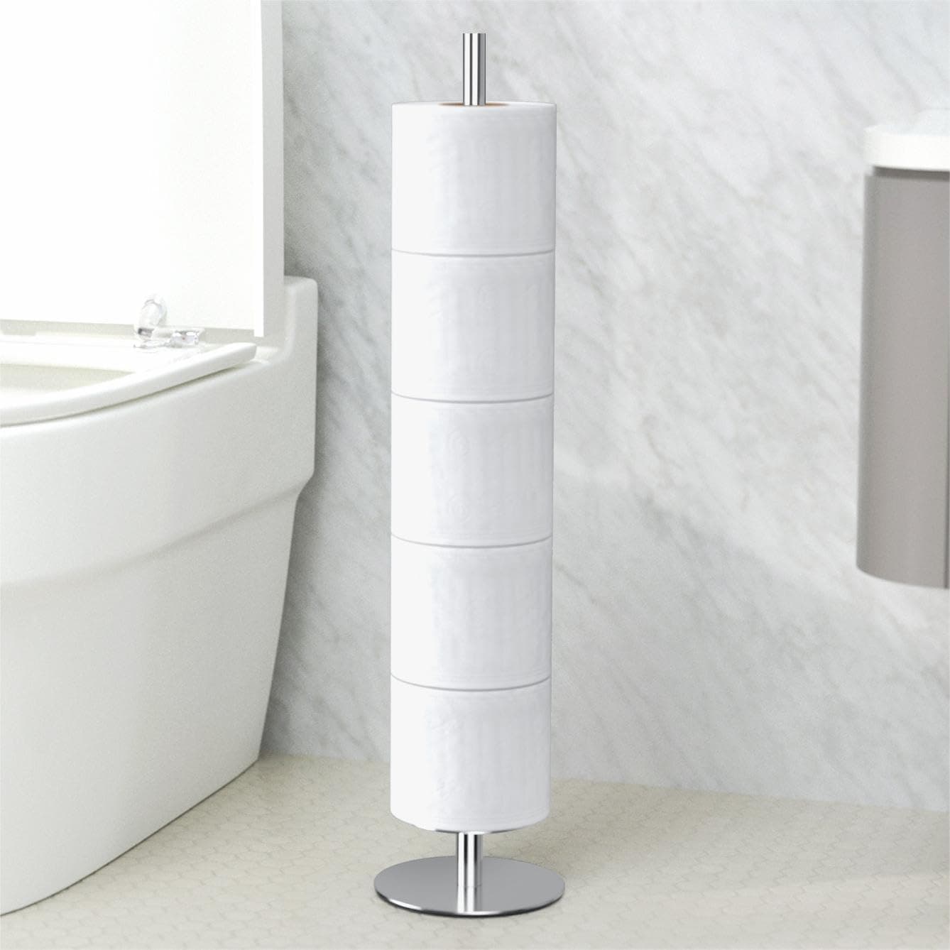 Toilettenpapierhalter Stehend & Klopapierhalter & Ersatzrollenhalter, Klopapier Aufbewahrung, Aus Edelstahl Rostfrei Freistehend Matt FüR Bad, Mit Trennplatte FüR Wasserschutz Silber