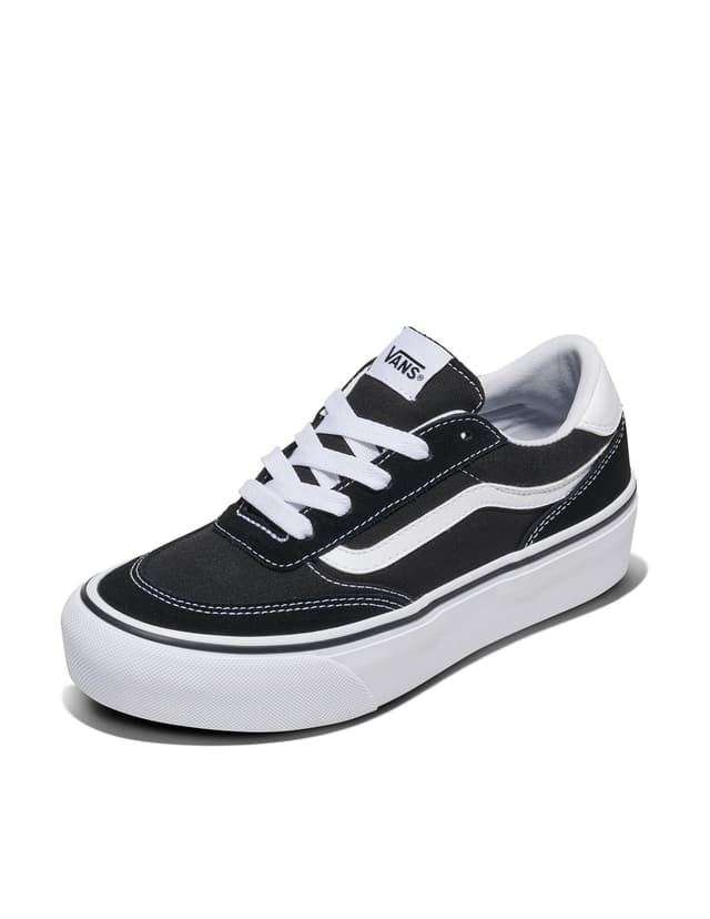 Vans Damen Brooklyn Ls Platform Sneaker 39 EU Veloursleder Leinwand Schwarz Weiß