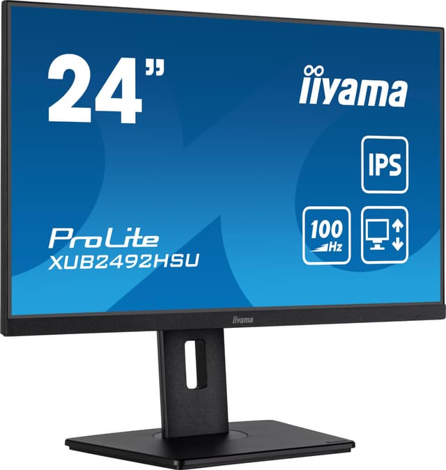 iiyama Prolite XUB2492HSU-B6 60,5cm 23,8" IPS LED-Monitor Full-HD 100Hz HDMI DP USB3.2 Höhenverstellung Pivot FreeSync schwarz schwarz 24 Zoll Full HD mit Höhenverstellung