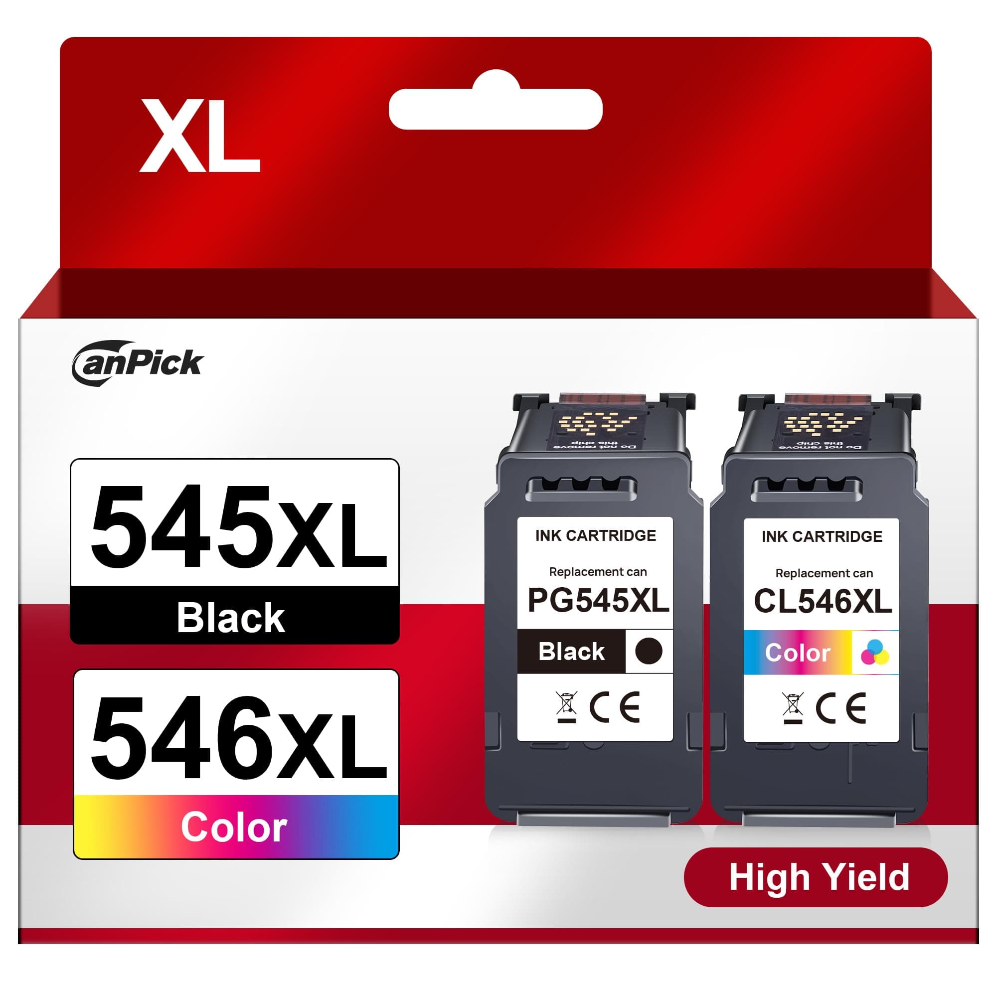 CanPick PG 545 CL 546 XL PG-545XL CL-546XL Multipack Ersatz für Canon Druckerpatrone 545 546 XL für Pixma MX495 TR4550 TR4551 MG2550s MG2555s TS3150 TS3151 TS3350 MG3050 MG3051 (1 Schwarz 1 Farbe) 545 546 xl multipack druckerpatronen