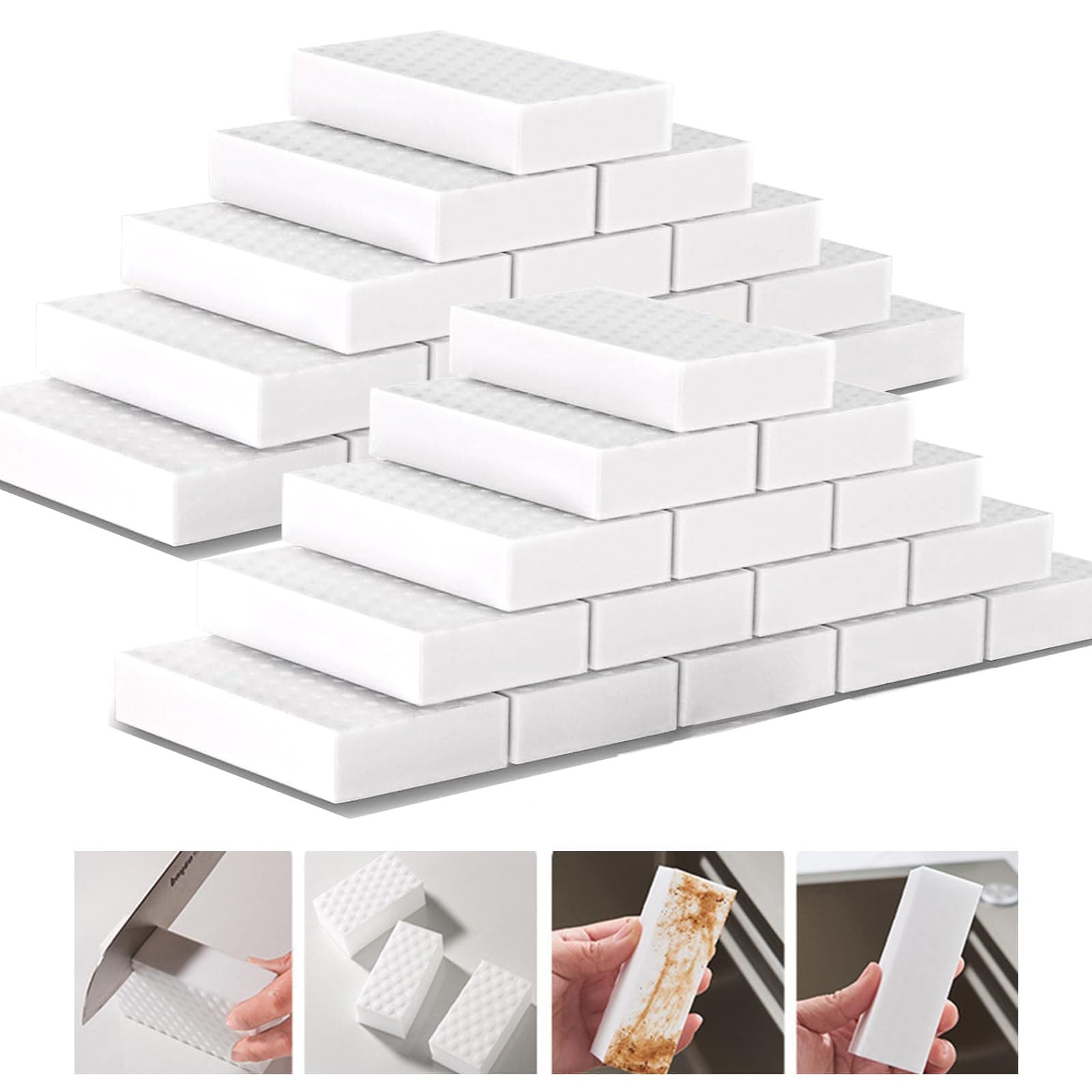 Schmutzradierer Schwamm, 20 Stück 2-Fach Verdichtete Radierschwamm Putzschwamm Zauberschwamm Melamin Schwamm Magic Sponge, Wunderschwamm Weiß Reinigungsschwamm für Haushalt, Küche, Schuhschwamm
