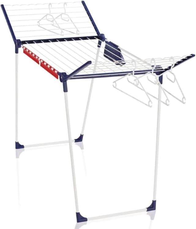 Leifheit Standtrockner Pegasus 200 Solid Comfort mit 20m Trockenlänge, Flügelwäschetrockner für Lange Wäschestücke, Wäscheständer mit Bügelstangen 20m mit Wäscheklammerbeutel