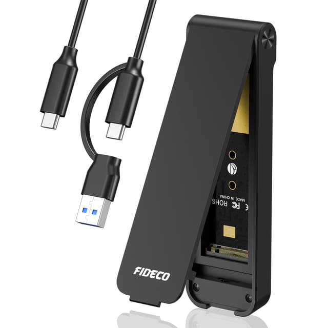 FIDECO M.2 NVMe SSD Gehäuse, USB 3.2 Gen 2 (10Gbps) M.2 NVMe USB Adapter, Sandwich-Stil-Design, Werkzeuglose Installation, Unterstützt UASP und Trim