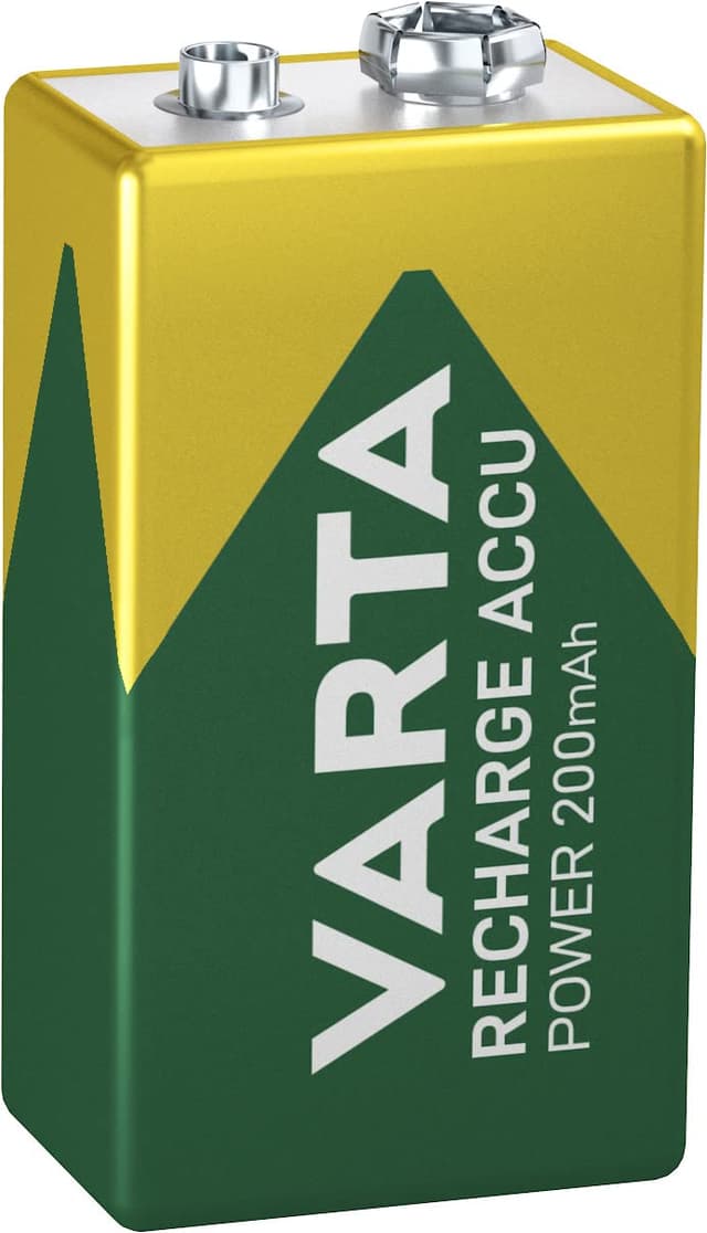 VARTA Batterien 9V Blockbatterie, wiederaufladbar, 1 Stück, Recharge Accu Power, Akku, 200 mAh, ohne Memory Effekt, vorgeladen, sofort einsatzbereit 1 Stück 9V 200mAh Single