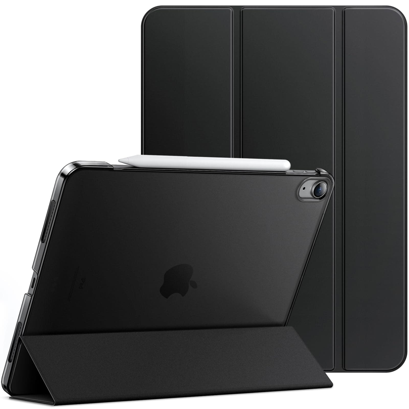 JETech Hülle für iPad Air 13 Zoll M3/M2 (2025/2024), Dünn Standfuß Hart Rückenschale Smart Abdeckung mit Auto Wachen/Schlafen (Schwarz)