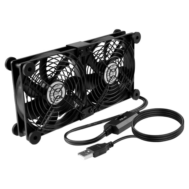 ELZO 2 in 1 Dual USB Lüfter 120mm 5V, Doppelt USB Ventilator 120mm PC Computer Lüfter mit 3 Einstellbare Geschwindigkeiten 12cm mit 8 Stoßdämpfenden Füßen für PS5 PS4/Laptop/TV Box/Router 120 mm