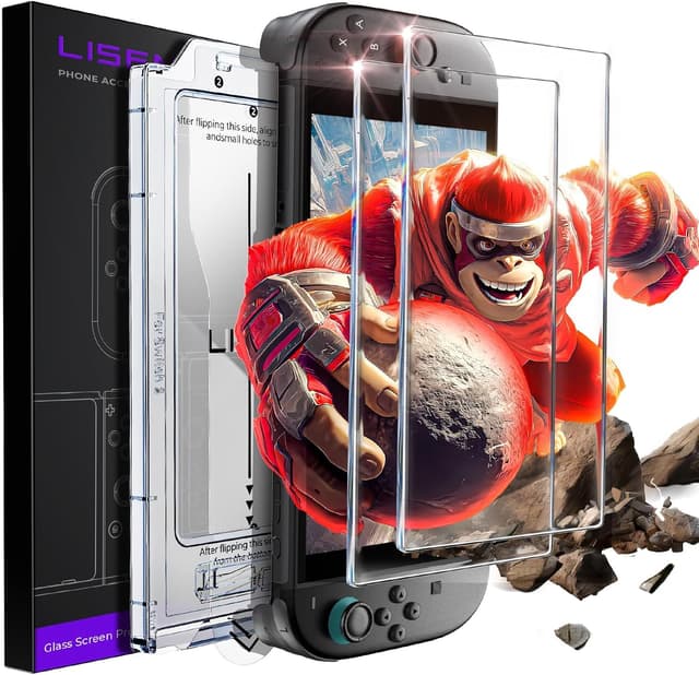 LISEN 2 Stück für Nintendo Switch 2 Panzerglas【Anti-Glanz &Auto-Ausrichtung Kit】für Nintendo Switch 2 Schutzfolie, Ultra HD Displayschutzfolie Mit 9H Härte, Full-Screen Abdeckung, Folie Zubehör Switch 2 2025 * 2 Pcs