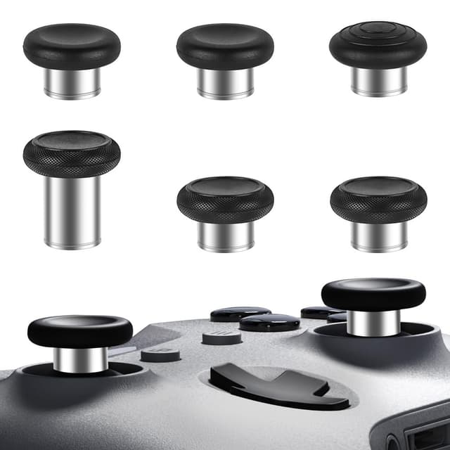 AXFEE 6 Stück Metall Thumbsticks, Metall Joysticks Analogsticks, Metallbeschichtung Joysticks, Magnetic Joysticks Analogsticks, für Xbox One Elite, Elite Series 2 Controller #1 Schwarz 6 Stück