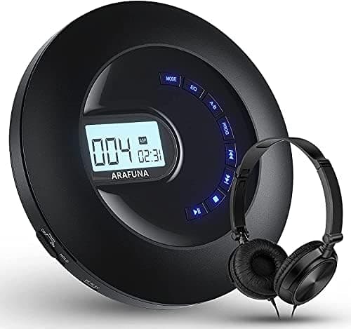 CD Player tragbar, wiederaufladbarer tragbarer CD-Player für Auto und Reisen, CD-Spieler mit Kopfhörer und Anti-Skip/Stoßfest, Discman klein mit LCD-Display, AUX-Kabel, Hintergrundbeleuchtung