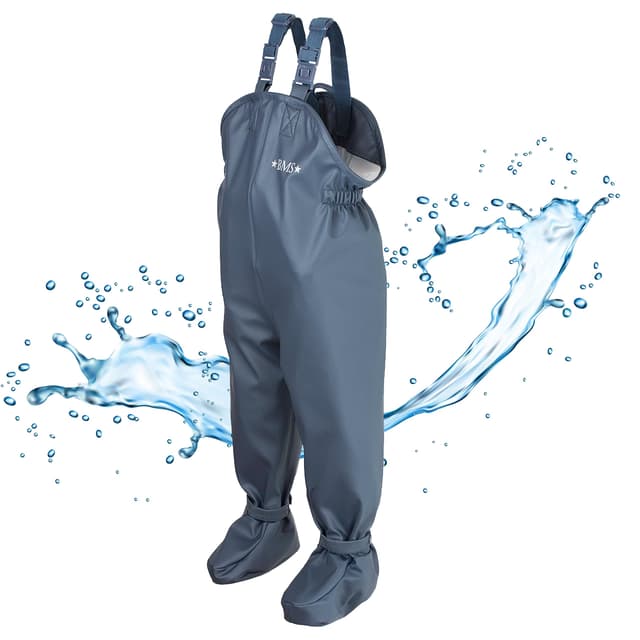 BMS® BabyBuddy® Regenhose mit integrierten Füsslingen für Krabbelkinder, ideale Matschhose mit Latz für Babys u. Kleinkinder, 100% wasserdicht, hautfreundlich und weich Softskin, Oeko-Tex