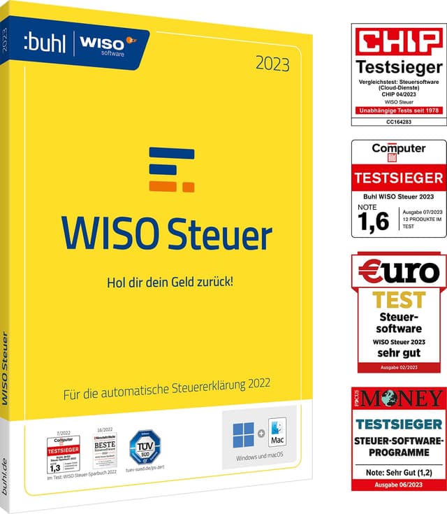 WISO Steuer 2023 (für Steuerjahr 2022) | Postzustellung: Steuererklärung 2022 automatisch gemacht (WISO Steuer-Software) Disc in Standardverpackung