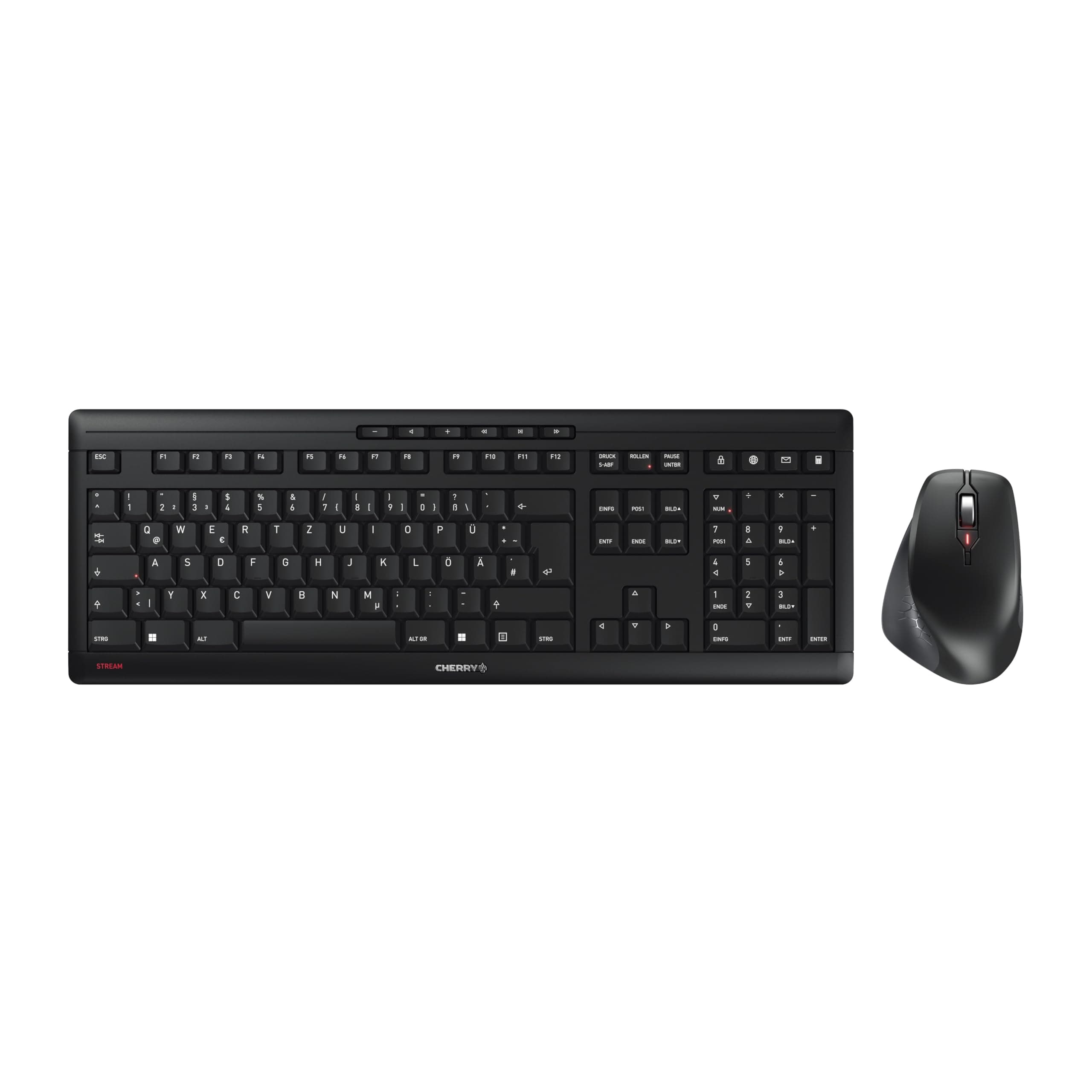 CHERRY STREAM DESKTOP COMFORT, Kabelloses Tastatur-Maus-Set, Deutsches Layout (QWERTZ), 2,4 GHz Funk, Leise Tasten, Ergonomische Rechtshändermaus, Schwarz Schwarz Deutsches Layout - QWERTZ