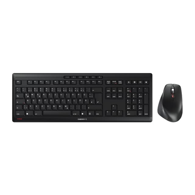 CHERRY STREAM DESKTOP COMFORT, Kabelloses Tastatur-Maus-Set, Deutsches Layout (QWERTZ), 2,4 GHz Funk, Leise Tasten, Ergonomische Rechtshändermaus, Schwarz Schwarz Deutsches Layout - QWERTZ