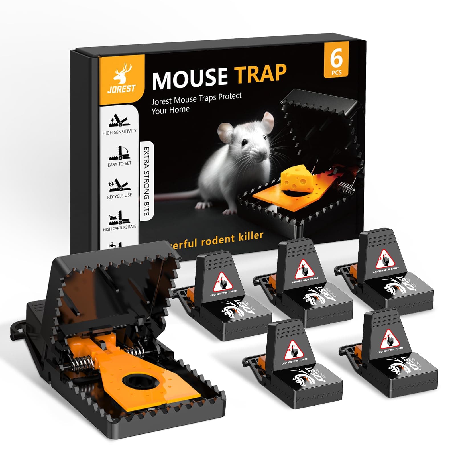 Jorest Mausefalle Schlagfallen,Rattenfalle Testsieger für drinnen und draußen,Wiederverwendbar Mäusefallen für Haus, Profi Tödlich Mouse Trap mit köder Cup,Einfach Rat Trap, 6 Pack Set 6 pcs mausefalle