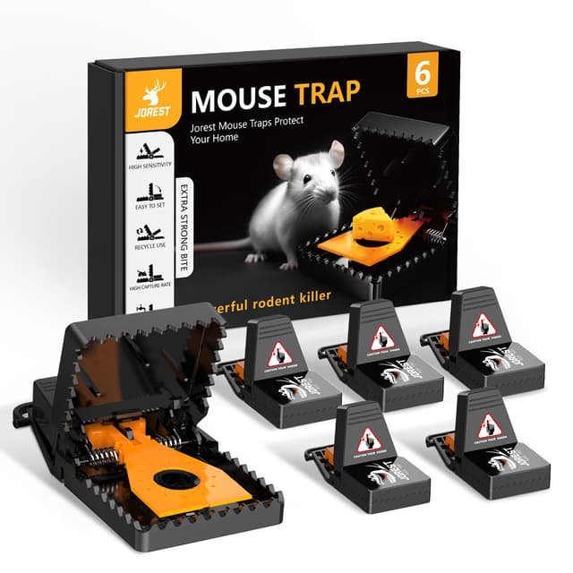 Jorest Mausefalle Schlagfallen,Rattenfalle Testsieger für drinnen und draußen,Wiederverwendbar Mäusefallen für Haus, Profi Tödlich Mouse Trap mit köder Cup,Einfach Rat Trap, 6 Pack Set 6 pcs mausefalle
