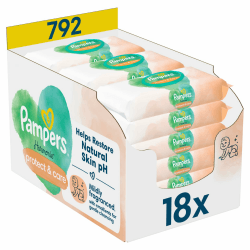 Pampers Harmonie Protect & Care Feuchttücher 18 Packungen mit jeweils 44 Feuchttüchern = 792 Feuchttücher, die helfen, den natürlichen pH-Wert der Haut wiederherzustellen Angebot bei HelloDeals