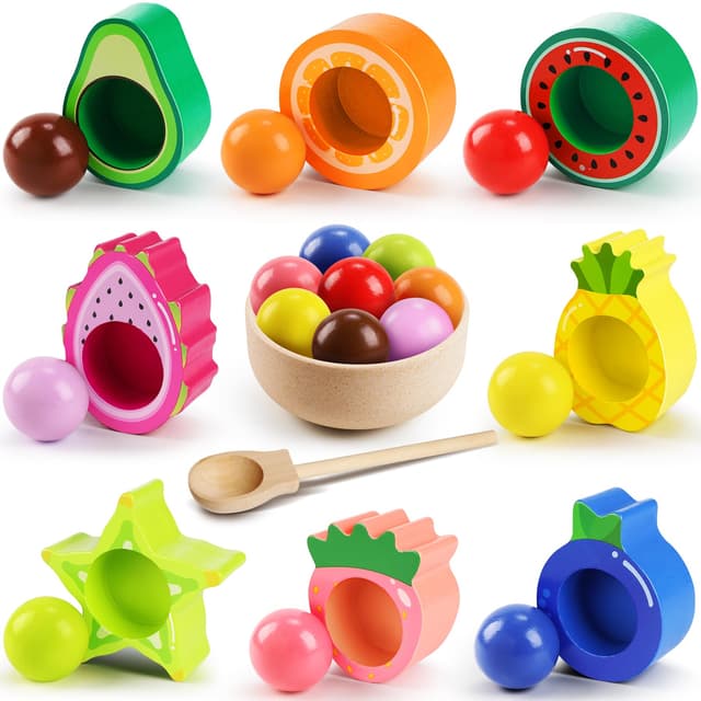 Seagoal Montessori Spielzeug ab 2 Jahr, Baby Motorikspielzeug Obst Holzspielzeug, Kinder Lernspielzeug Geschenk für Baby Mädchen Jungen 2 3 4 Jahre