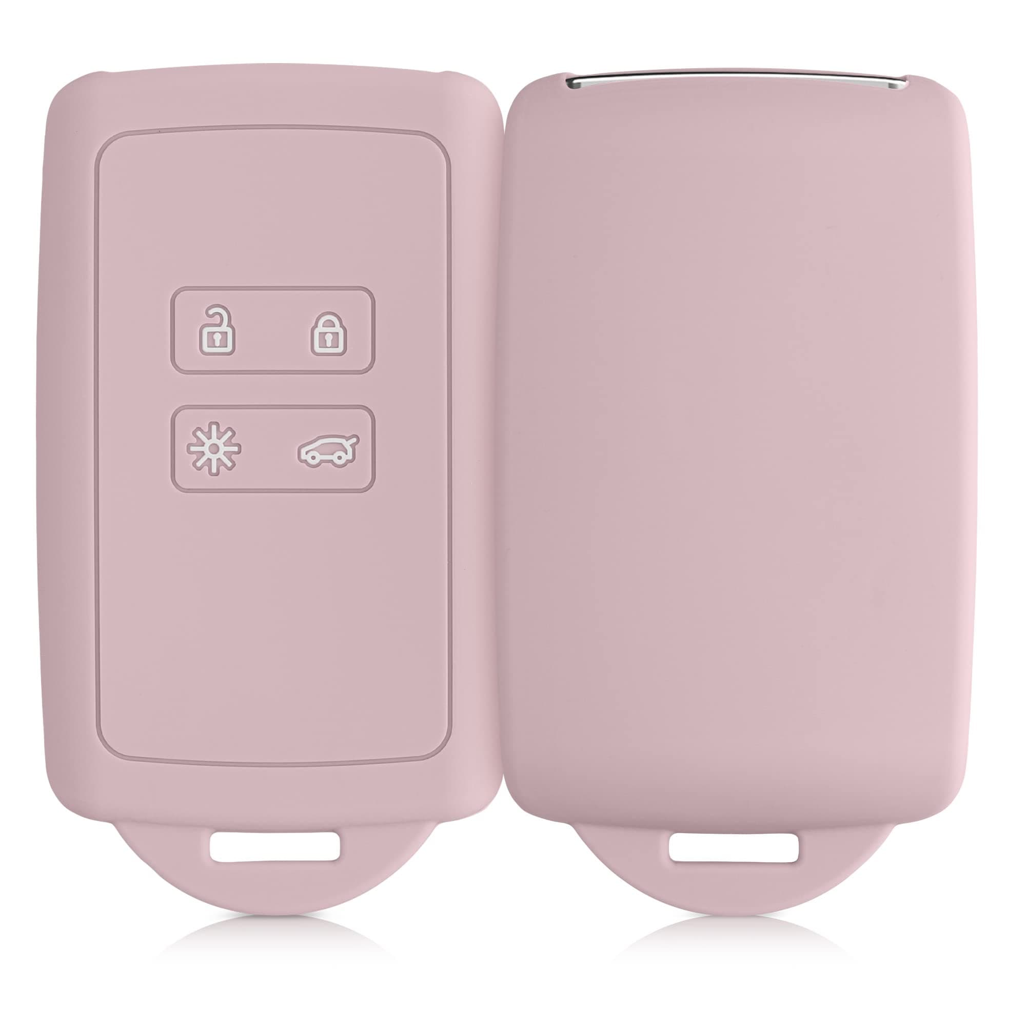 kwmobile Autoschlüssel Hülle kompatibel mit Renault 4-Tasten Smartkey Autoschlüssel (nur Keyless Go) - Silikon Schutzhülle Schlüsselhülle Cover in Altrosa matt