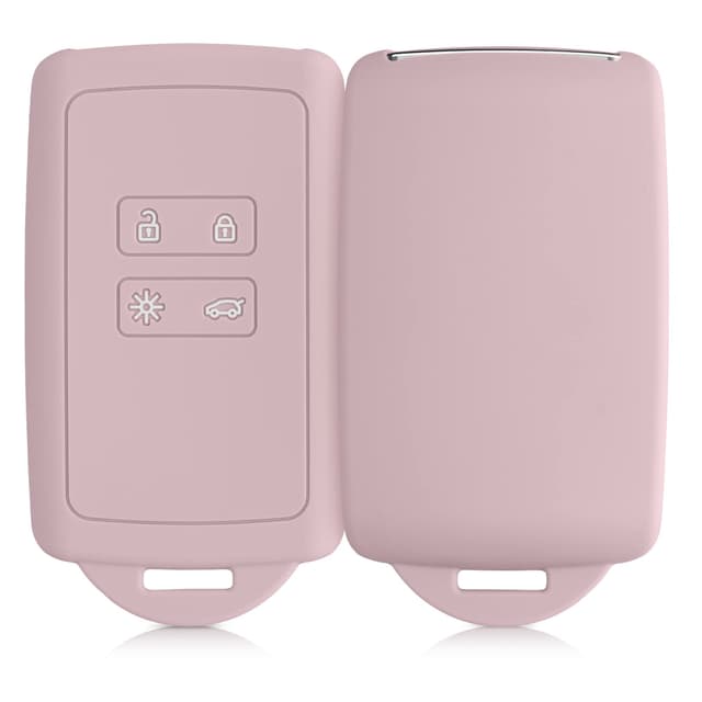 kwmobile Autoschlüssel Hülle kompatibel mit Renault 4-Tasten Smartkey Autoschlüssel (nur Keyless Go) - Silikon Schutzhülle Schlüsselhülle Cover in Altrosa matt