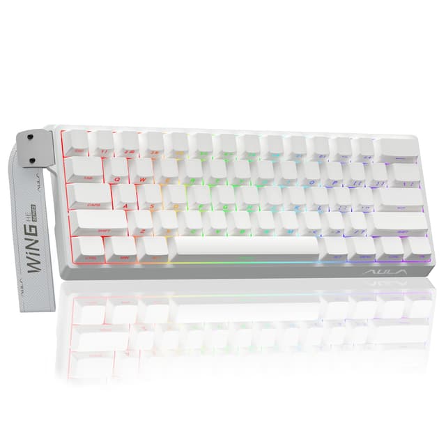 AULA WIN60 HE Mechanische Gaming Tastatur mit Kabel,Hall Effect Magnetic Switches,Rapid Trigger,Einstellbare Betätigung,Seitlich Graviert,60% RGB Tastatur für PC/Mac,QWERTY (Weiß) Weiß-Gray Wood Magnetic axis WIN60-61 Keys