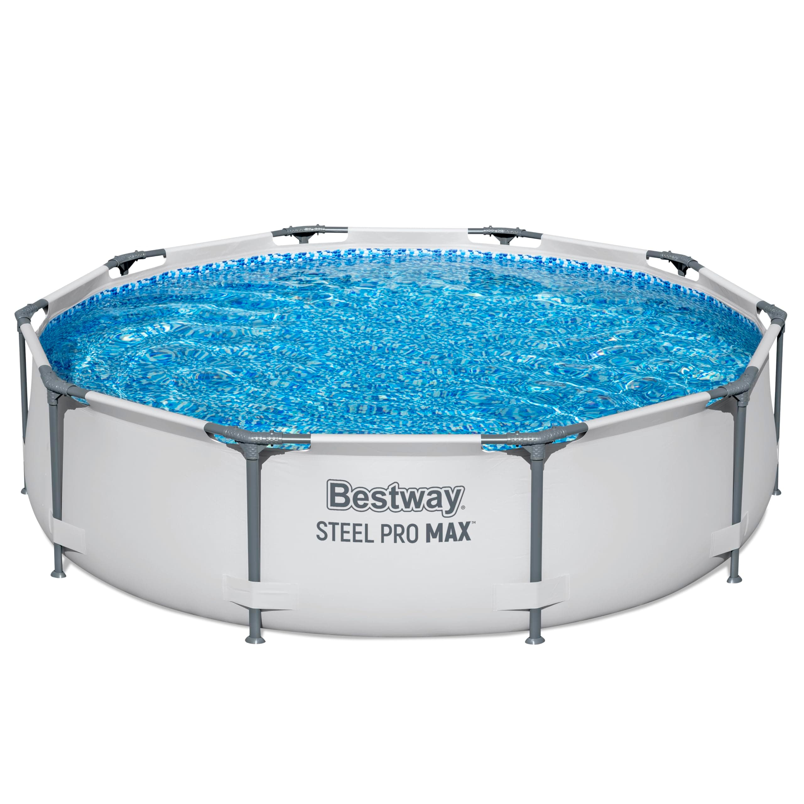 Bestway Steel Pro MAX Frame Pool ohne Pumpe Ø 305 x 76 cm, lichtgrau, rund, Grau Single