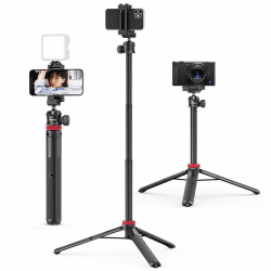 ULANZI MT-44 Handy Kamera Stativ 147cm 2in1 Selfie Stick Fernbedienung, 360° Kugelkopf, Cold Shoe Handyhalterung, 1/4" Gewinde Kompakt Reisestativ Dreibein Tripod für DSLR-Kameras Canon Samsung iPhone Schwarz Angebot bei HelloDeals