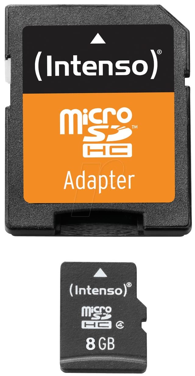 Intenso microSDHC 8GB Class 4 Speicherkarte inkl. SD-Adapter, schwarz 8 GB Class 4 SDHC