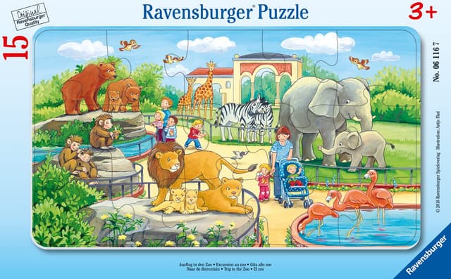 Ravensburger Kinderpuzzle - 06116 Ausflug in den Zoo - Rahmenpuzzle für Kinder ab 3 Jahren, mit 15 Teilen Single