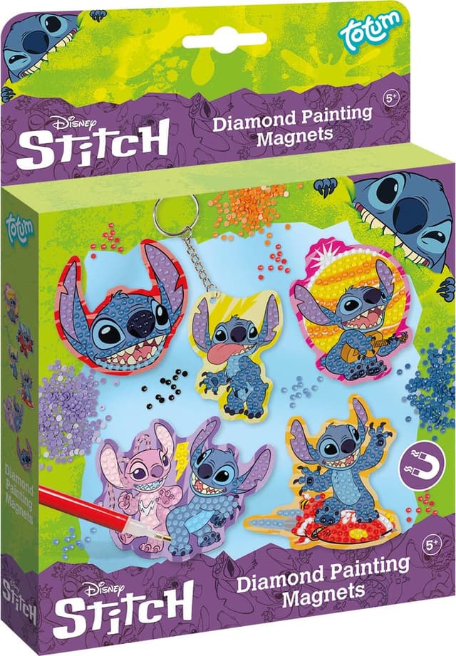 Totum Stitch Diamantbasteln und Magnetspaß: Niedliche Stitch-Designs mit über 800 bunte Diamantsteinchen/Schlüsselanhänger, bunt