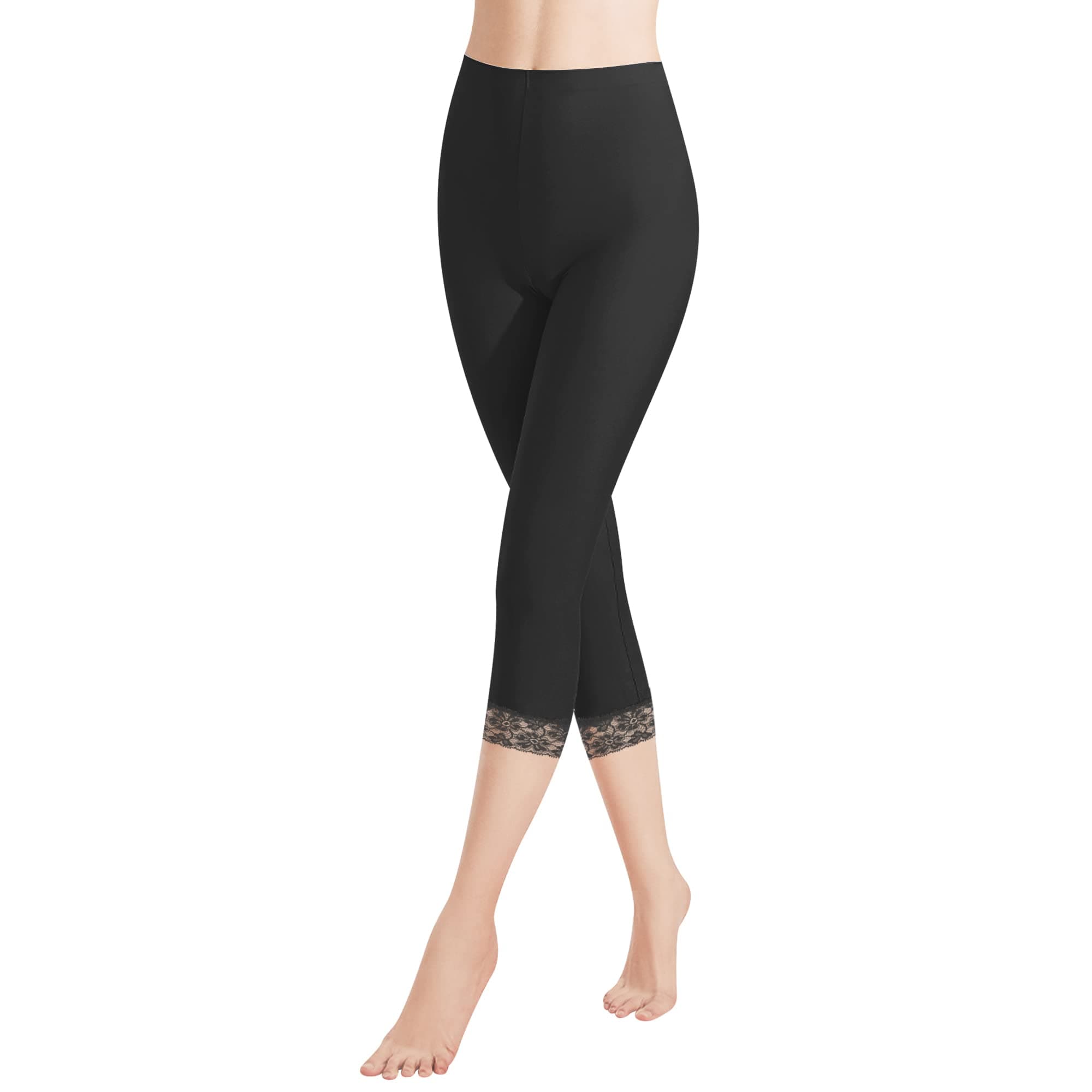 Libella Damen Leggings 3/4 Hose mit Spitze aus Baumwolle Capri-Hose mit Hohe Taille bunt Slim Fitnesshose Mehrfarbig 4166