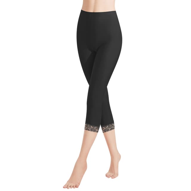 Libella Damen Leggings 3/4 Hose mit Spitze aus Baumwolle Capri-Hose mit Hohe Taille bunt Slim Fitnesshose Mehrfarbig 4166