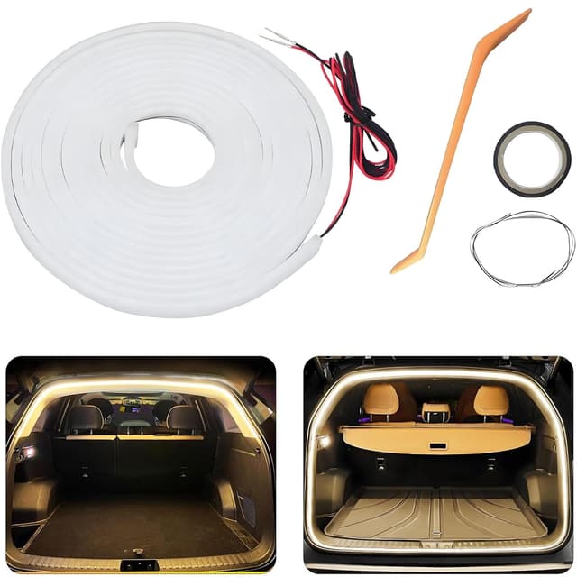 Kofferraum Lichtstreifen 4M,Dynamic Flowing Car Trunk Light Strip,Kofferraum LED Streifen,LED-Lichtstreifen für LKW,Automatischer Sensor Tail Box Led Strip Lights für Auto Kofferraum Dekoration Warmweiß 4M