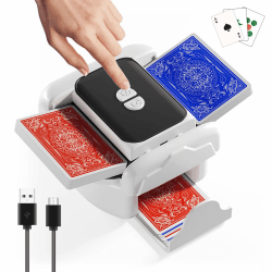 snookids® Kartenmischmaschine Elektrische Mischmaschine Karten für 1–2 Decks One-Press Auto & Manueller Wiederaufladbar 2000mAh Geräuscharm für Poker UNO Blackjack Skip-BO Phase 10 Texas Hold'em Angebot bei HelloDeals