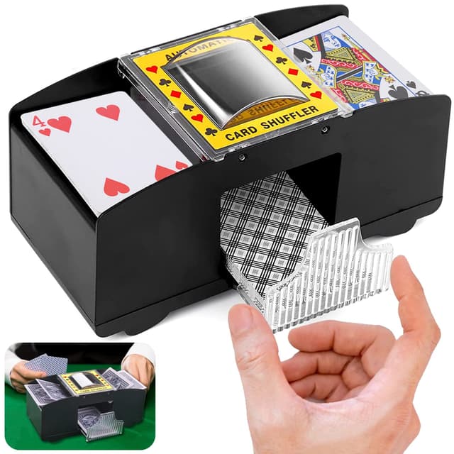 ZAKVOP Kartenmischmaschine Elektrische für 1-2 Decks, Automatischer Kartenmischer für UNO, Poker, Skyjo, Skip BO Kartenspiel, Schneller Kartenmischgerät Card Shuffler