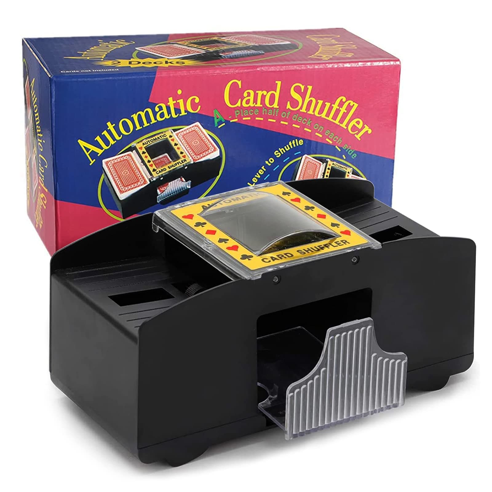 ZAKVOP Kartenmischmaschine Elektrische 2 Decks, Automatischer Kartenmischer für Pokerkarten, Skyjo, UNO und Blackjack Kartenmischgerät Card Shuffler (Batteriebetrieben)