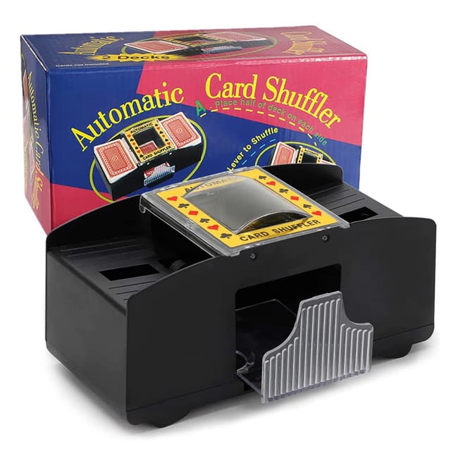 ZAKVOP Kartenmischmaschine Elektrische 2 Decks, Automatischer Kartenmischer für Pokerkarten, Skyjo, UNO und Blackjack Kartenmischgerät Card Shuffler (Batteriebetrieben)