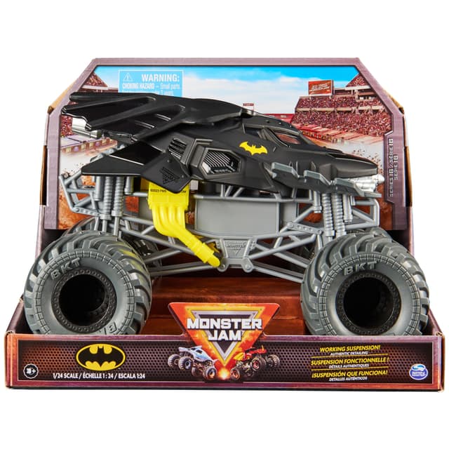 Monster Jam, offizieller Batmobile Monster Jam Truck, Metall-Spritzguss-Fahrzeug zum Spielen und Sammeln im Maßstab 1:24 Batman 1:24