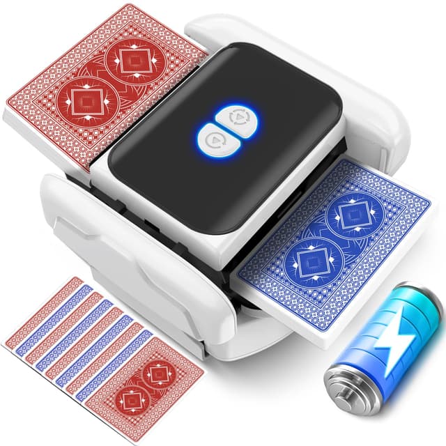 Kartenmischmaschine Elektrische - Automatischer Mischmaschine Karten,USB Kartenmischer mit Akku 2600mah,Kartenmischgerät für 1-2 Decks Poker Gleichmäßig & Nicht Eingeklemmt,Card Shuffler für UNO,Romme
