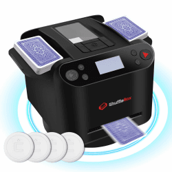 ShuffleBox G1 Pro Automatische Kartenmischer und Kartensender 2 in 1,Ultra leise,für UNO, Taco Cat Ziegenkäse Pizza, fünf Kronen, Monopoly Deal, Bycicle und Maverick Karte (Schwarz) Angebot bei HelloDeals