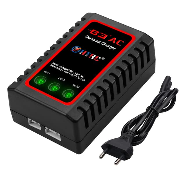 Haisito B3 Lipo Ladegerät für 2S 3S Akku (7.4V, 11.1V), Kompaktes Airsoft-Schnellladegerät (100-240V) für RC Quadcopter RC Drone Car Boat rot